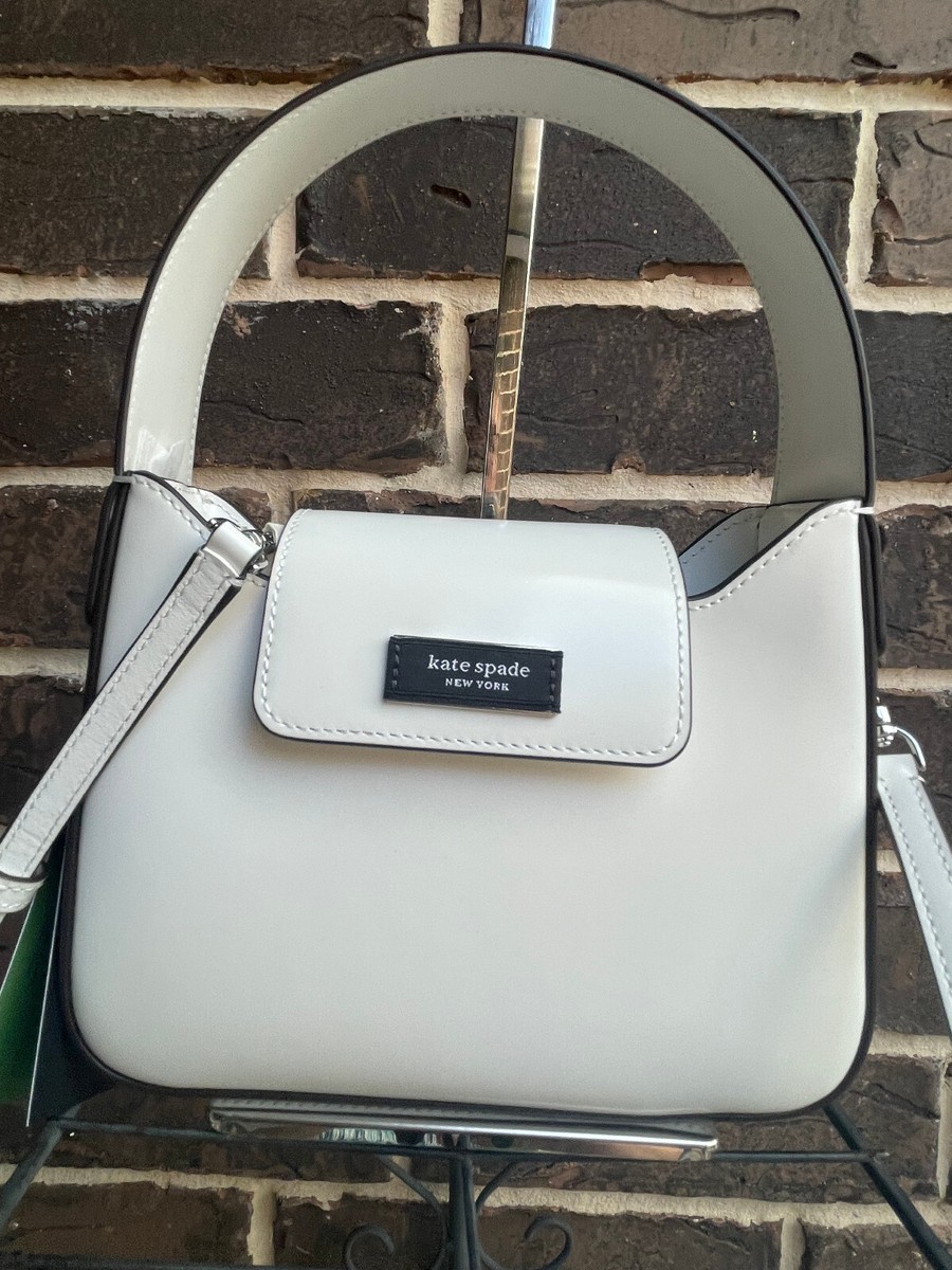 NWT $298 Kate Spade Sam Icon Leather Mini Hobo Bag True White Spazzolato  leather