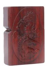 Natural Rosewood Carv Dragon Horse Lighter Box For Zippo Insert Kit(Case Only)