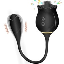 Rose Clit G-spot Vibrator Tongue licking Dildo Bullet Massager Sex Toy For Women