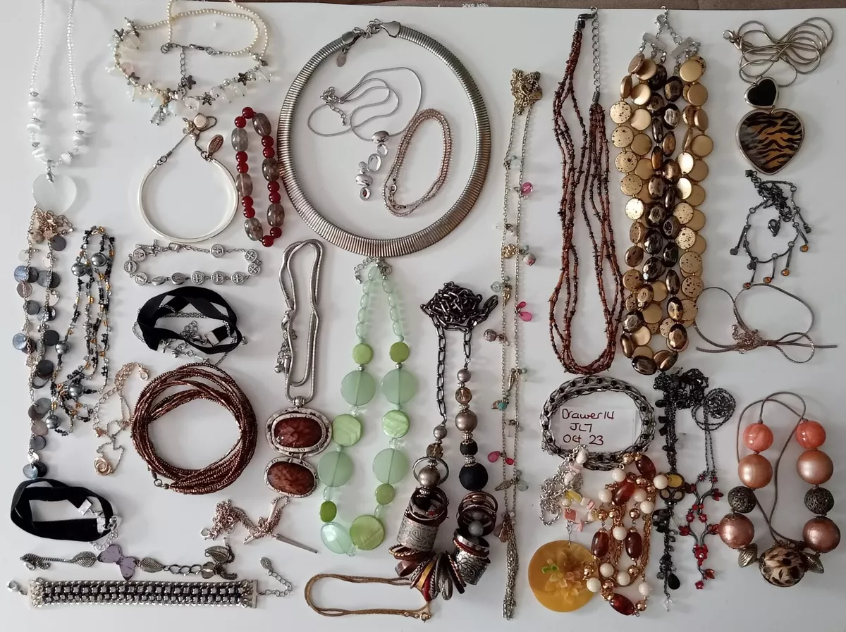 Job lot jewellery upcycling modern shell necklaces black gold