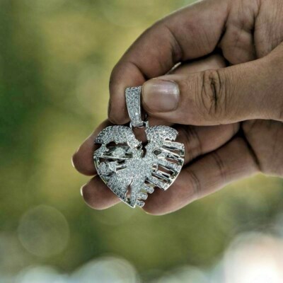 Broken Skeleton 2Ct Simulated Diamond Men's Pendant 925 Silver