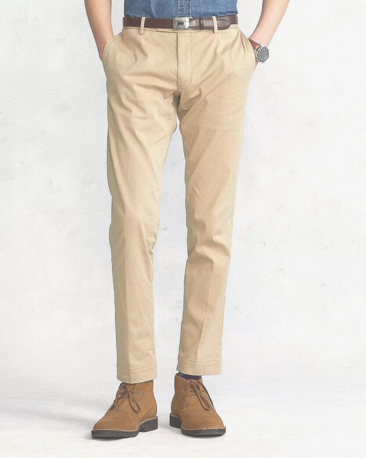 Polo Ralph Lauren Men's Pants Stretch Slim Fit Cotton Blend Twill Beige 34Wx32L