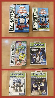 6 Leap Frog Leapster L Max Games Star Wars Thomas Sponge Bob Wall E Math Reading
