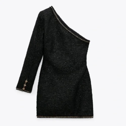 *ZARA_ NEU MIT ETIKETT FW21 SCHWARZ ASYMMETRISCH MINIKLEID ALLE GRÖSSEN 4437/313 - Bild 10 von 12