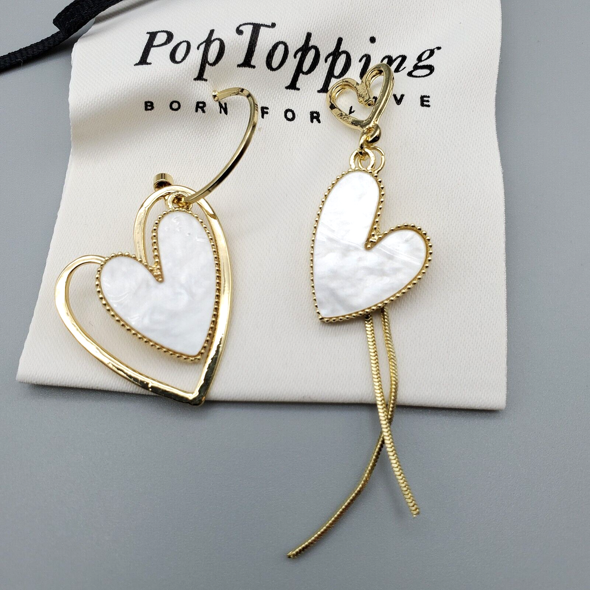 Dangle Earrings Hearts White Gold Asymmetrical Drop Teen Jewelry W