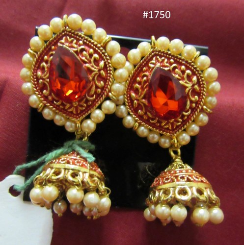 Earrings 305 Ear4 Indian Designer Jhumka Earrings Golden Pearl Beads Shieno - Picture 23 of 55