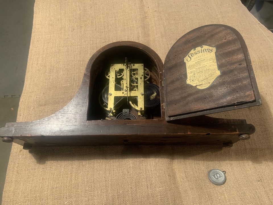 Vintage Sessions Wooden Mantle Clock Parts Repair eBay