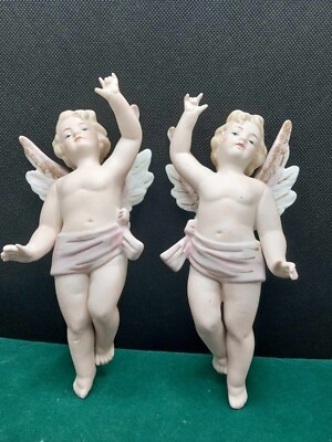 Pair of Bisque Angels Kalk Porcelain Eisenberg, Thuringia of Germany