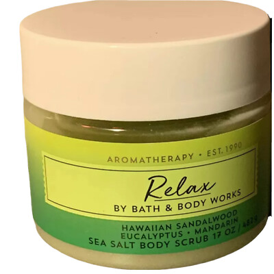 1 Bath & Body Works Aromatherapy RELAX Sea Salt Body Scrub Sandalwood Eucalyptus