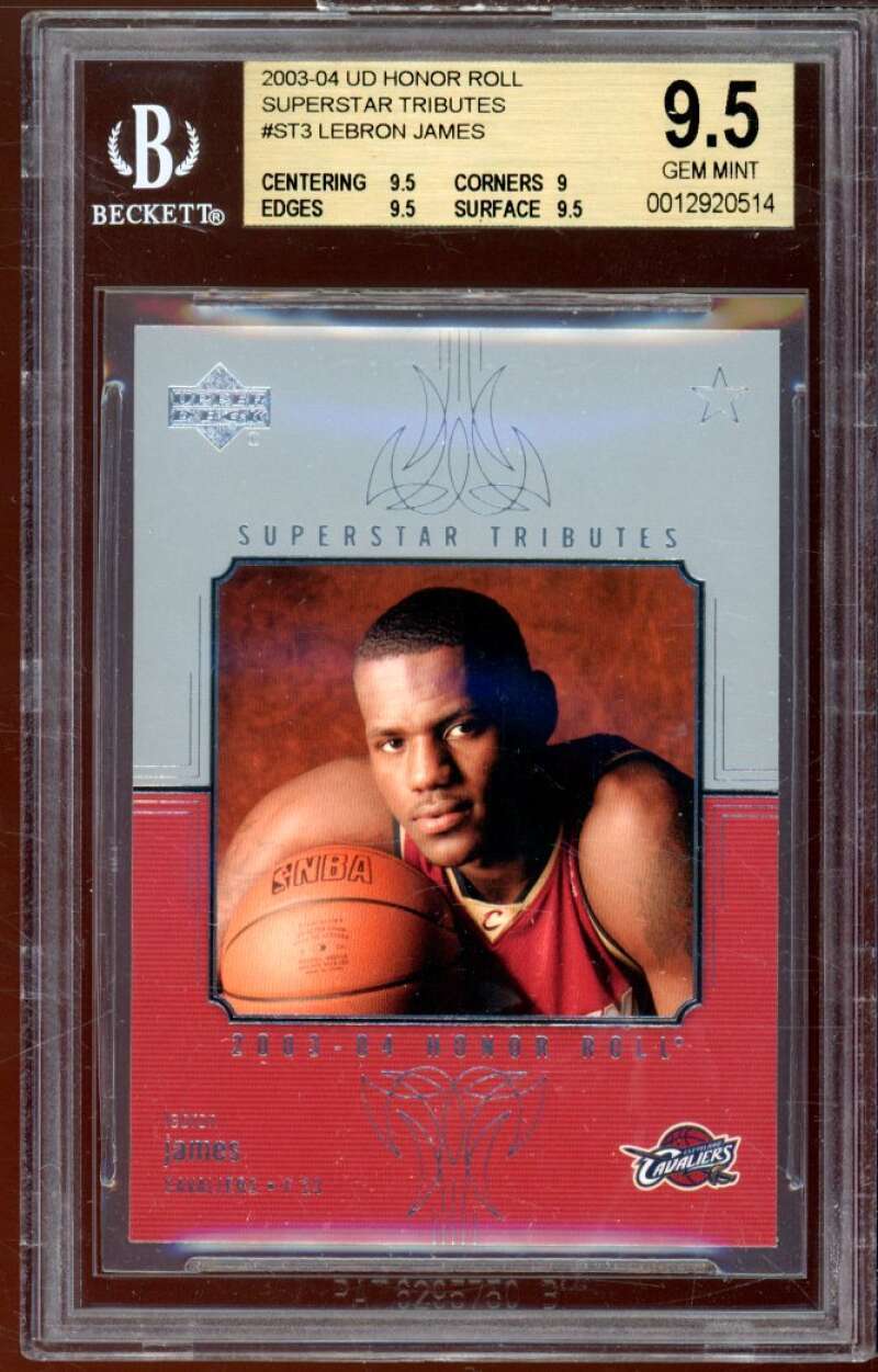LeBron James Rookie Card 2003-04 UD Honor Roll Superstar Tributes #ST3 BGS 9.5