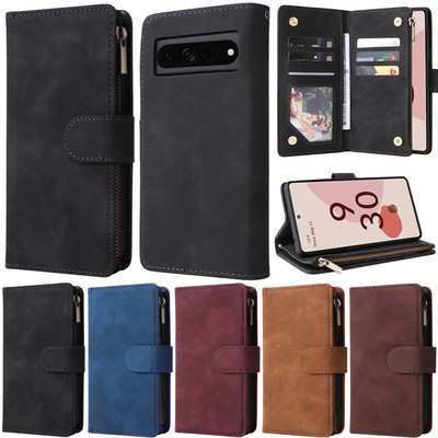 Zipper Wallet Leather Flip Cover Case For Google Pixel 9 Pro 8A 7A 6A 8 Pro 7Pro