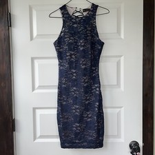 * NWT My Michelle Lace Dress size 7 Navy Blue Black body con