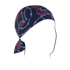 Tribal Red Rose Over White and Vine Doo Rag Headwrap Skull Cap Ladies Womens