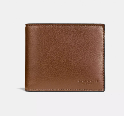 Coach Men's Dark Saddle 3-in-1 Sport Calf Leather Wallet (CR911) NWT