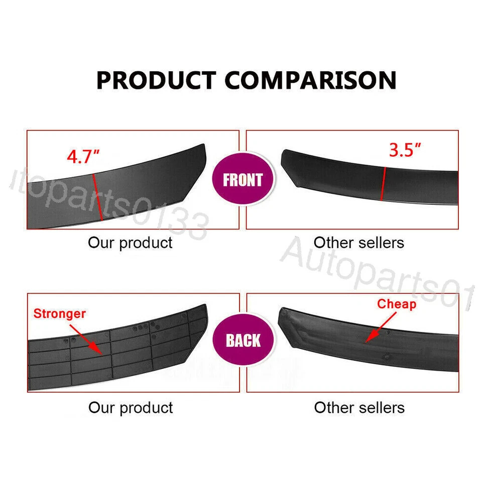 For BMW 740i 750i Series Front Rear Bumper Lip Spoiler 86" Side Skirt Black - Image 4 of 4