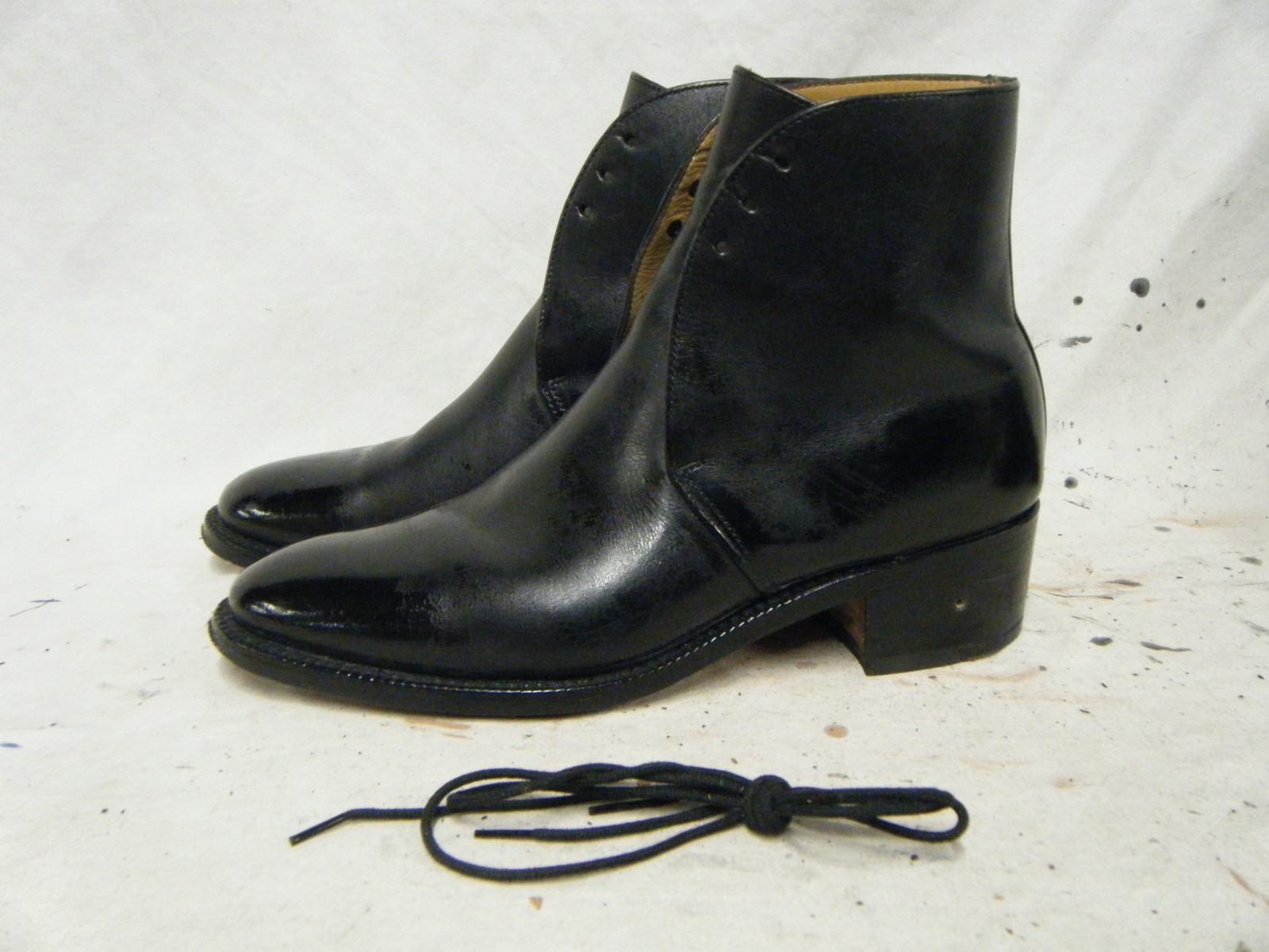British Army Military Officers Black Leather George Parade Boots Size 7 L 41 07