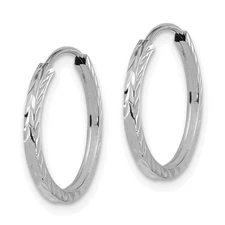 14k Gold 1.35x17mm Diamond-cut Square-Tube Endless Hoop Earrings TF994W