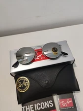 Ray-Ban RB3447 Round Metal Silver Frame Mirror Silver Lenses Sunglasses