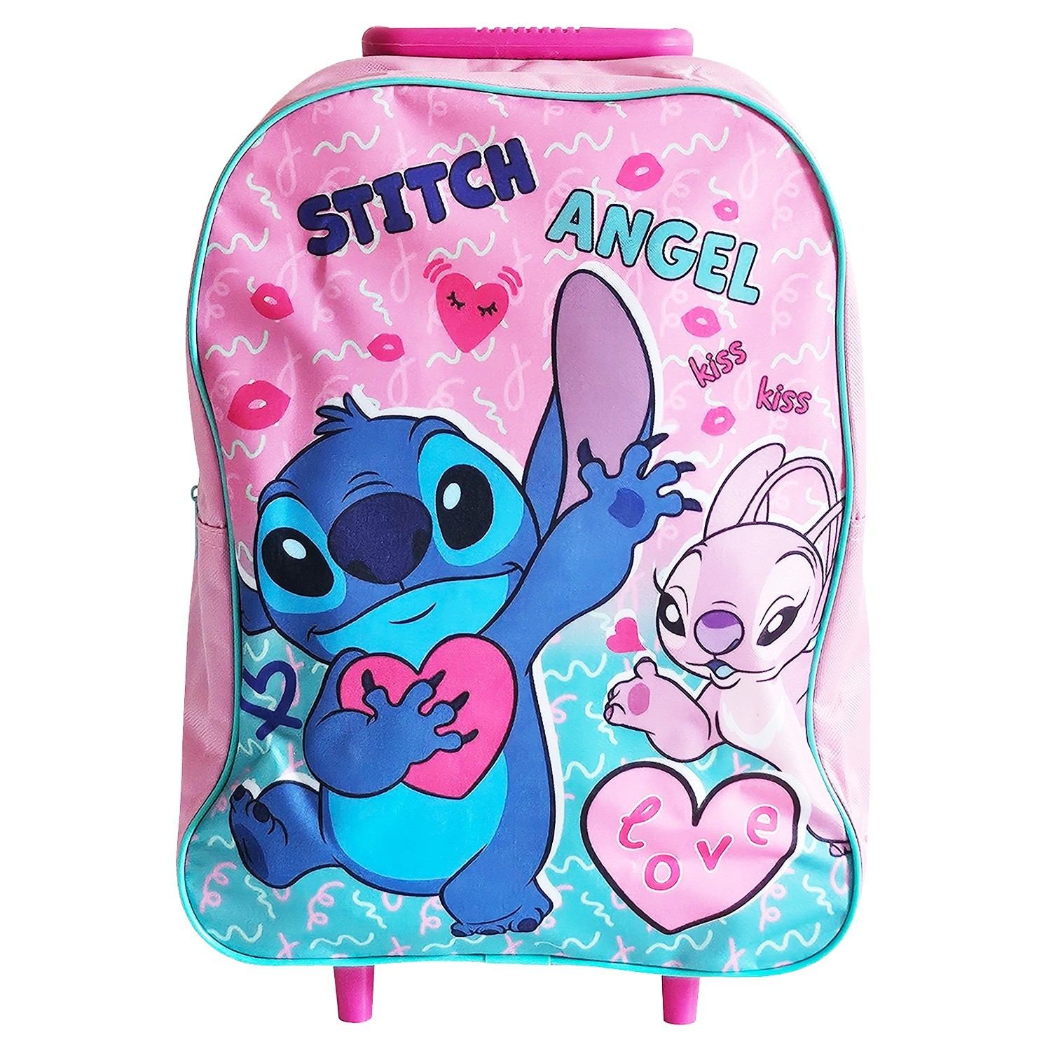 Disney Stitch Angel Trolley Foldable Wheeled Cabin Bag Luggage Kids Girls Pink - Image 2
