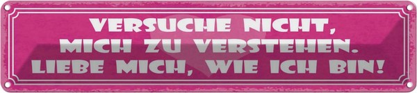 Blechschild 10X46 Cm Versuche Nicht Mich Zu Verstehen Spruch Zitat Deko Geschenk-image
