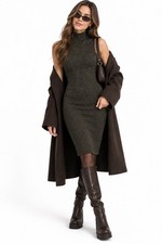 Women's BB Dakota Black Gold Ribbed Sleeveless Midi Dress M