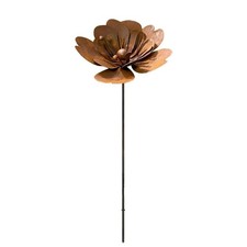 Rusty Metal Flower Garden Stake, Rustic Garden Art Plant Sculpture Yard Art