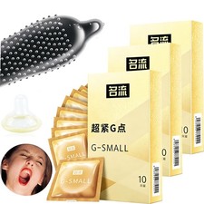10-50PC Small Size Tight Condoms Ultra Thin Latex Condom Men Products 45MM Spike