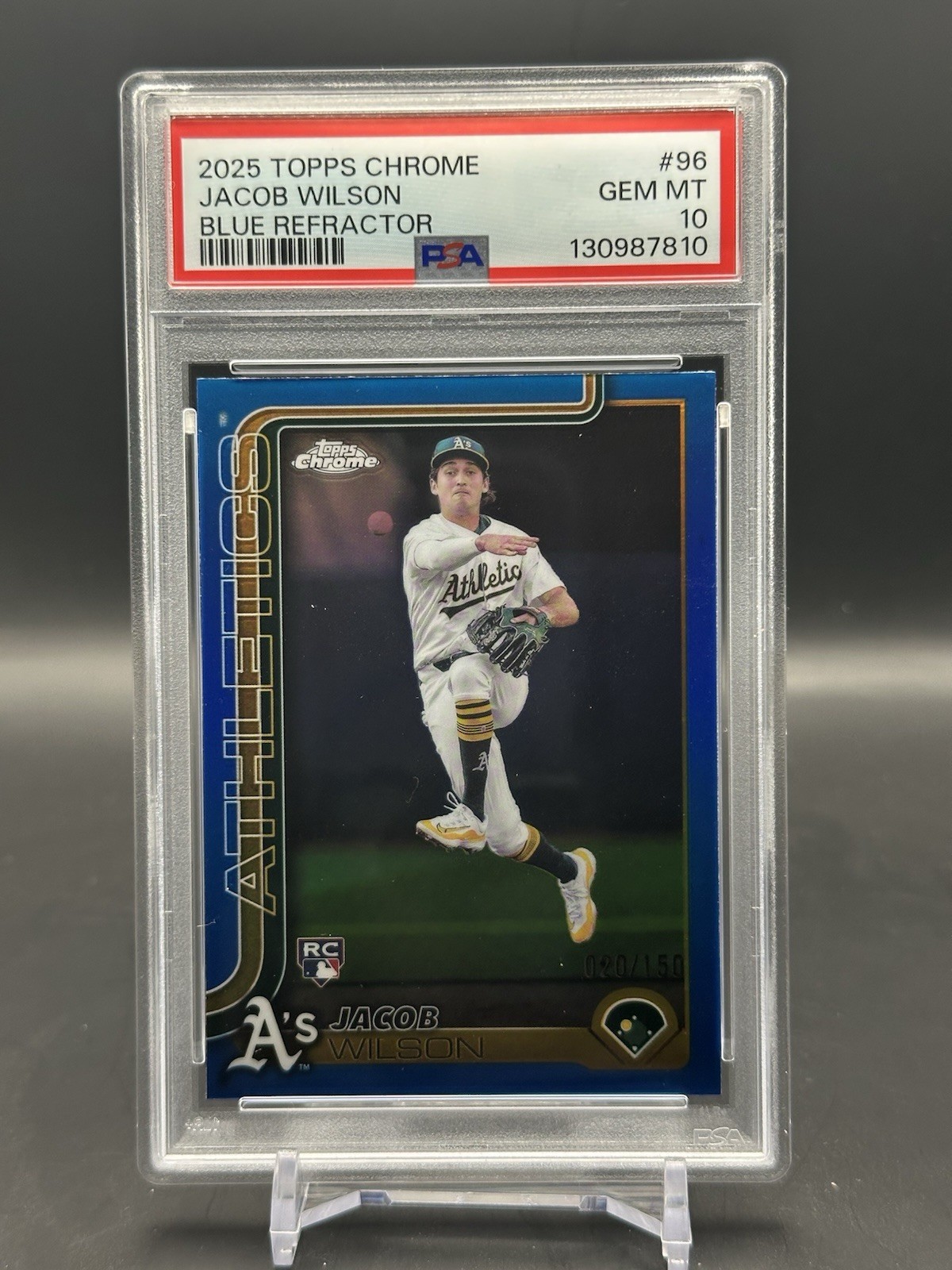 Jacob Wilson 2025 Topps Chrome RC PSA 10 #96 Blue Refractor /150 Gem Mint Rookie