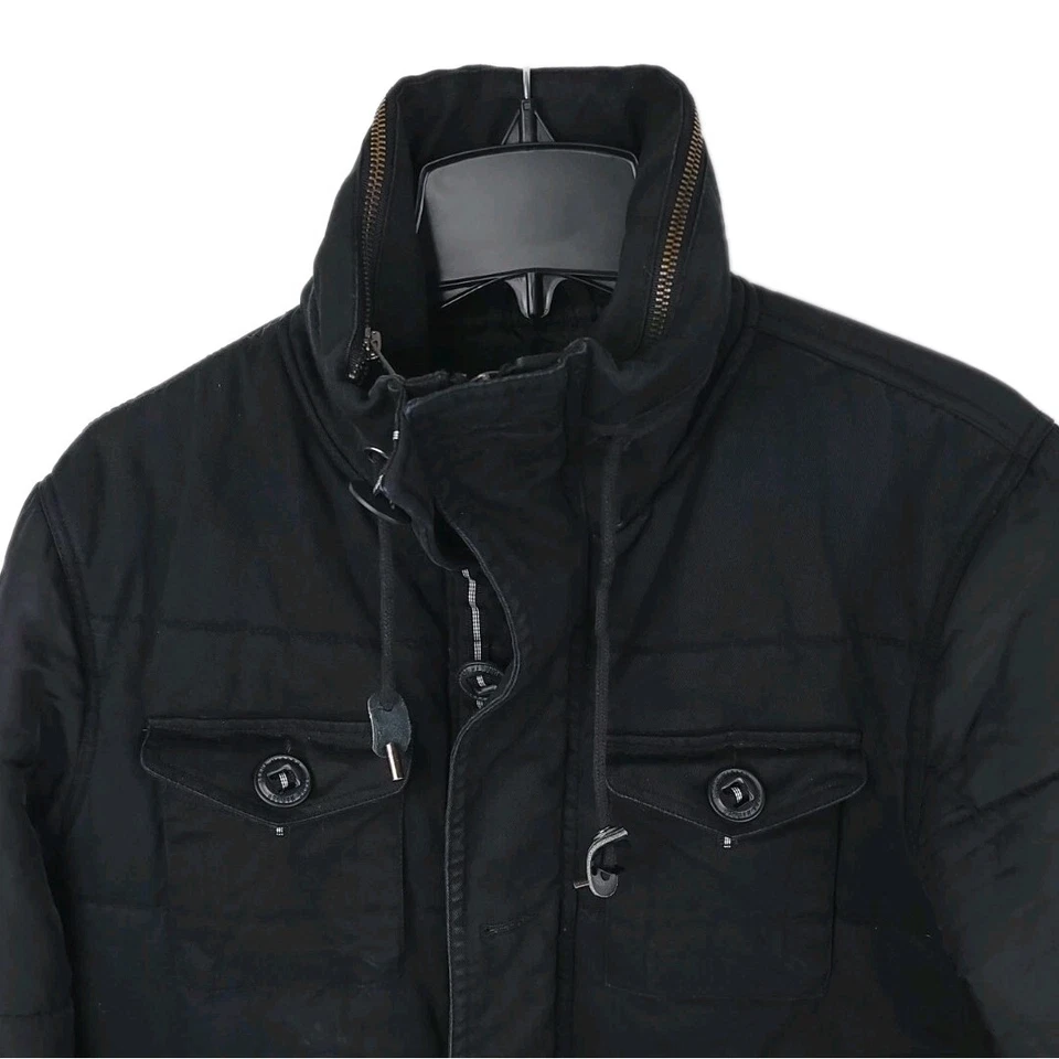 Steve Madden 男式中号全拉链连帽黑色夹克实用 Puffer 卡其色  — 第 4/4 张图片