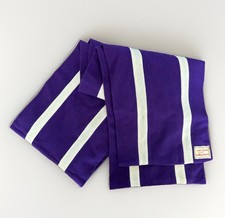 Vtg English College Scarf 100 Wool Purple Cream Striped Made in England AS IS