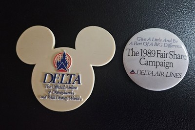 Delta Airlines Mickey Mouse And Fair Share Pins.