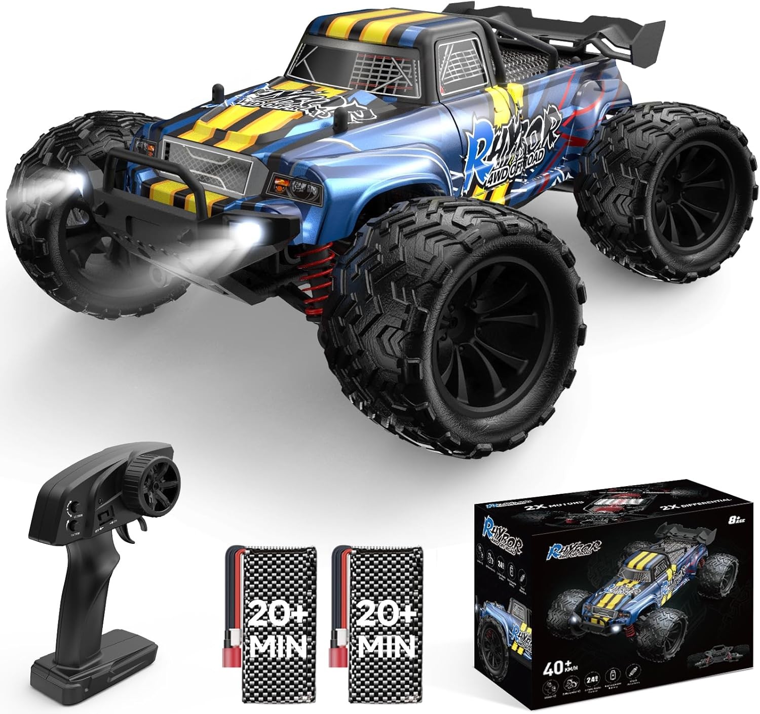 S 40kmh Fast 9x12x7" Off Road Remote Control Truck2.4ghz Dual Battery