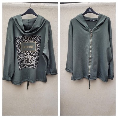 New Collection J'Adore khaki armeegrün Reißverschluss vorne Hoodie Hoody Gr. 18-20