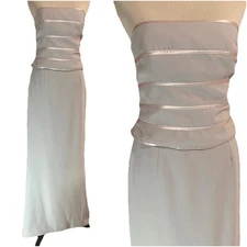 Alfred Sung Long Formal Dress, Light Gray Dressy Strapless Gown, Size 10 EUC