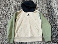 Boys Adidas Fleece Graphic Logo Pullover Hoodie Sweatshirt Black  Green Small 8
