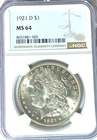 1921 D $1 Morgan Silver One Dollar MS64 Denver