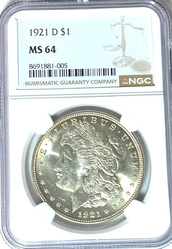 1921 D $1 Morgan Silver One Dollar MS64 Denver