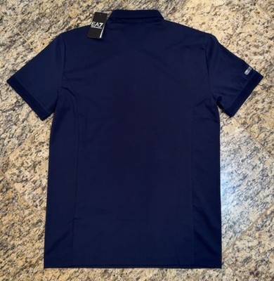 EMPORIO ARMANI $125 Polo Shirt NAVY BLUE EA7 Logo Sizes S-3XL