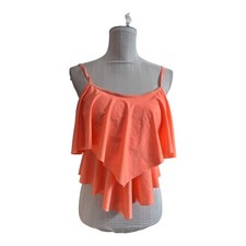 Orange Tiered Tankini Top Size XL Padded Bra