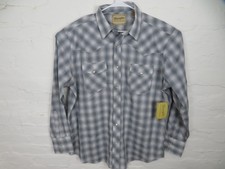 Wrangler Shirt Mens XL Gray Plaid Western Pearl Snap Two Pocket Long Sleeve