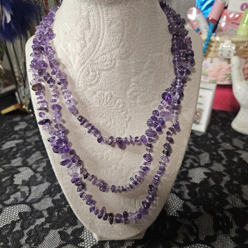 Amethyst Chip Beaded Necklace - Purple