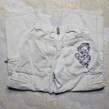 Vintage 90s JNCO Jeans Extremes Army Twill Khaki Cargo Zip Off Youth 14 Pants