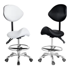 Adjustable Salon Stool Hydraulic Saddle Rolling Chair Tattoo Facial Massage Spa