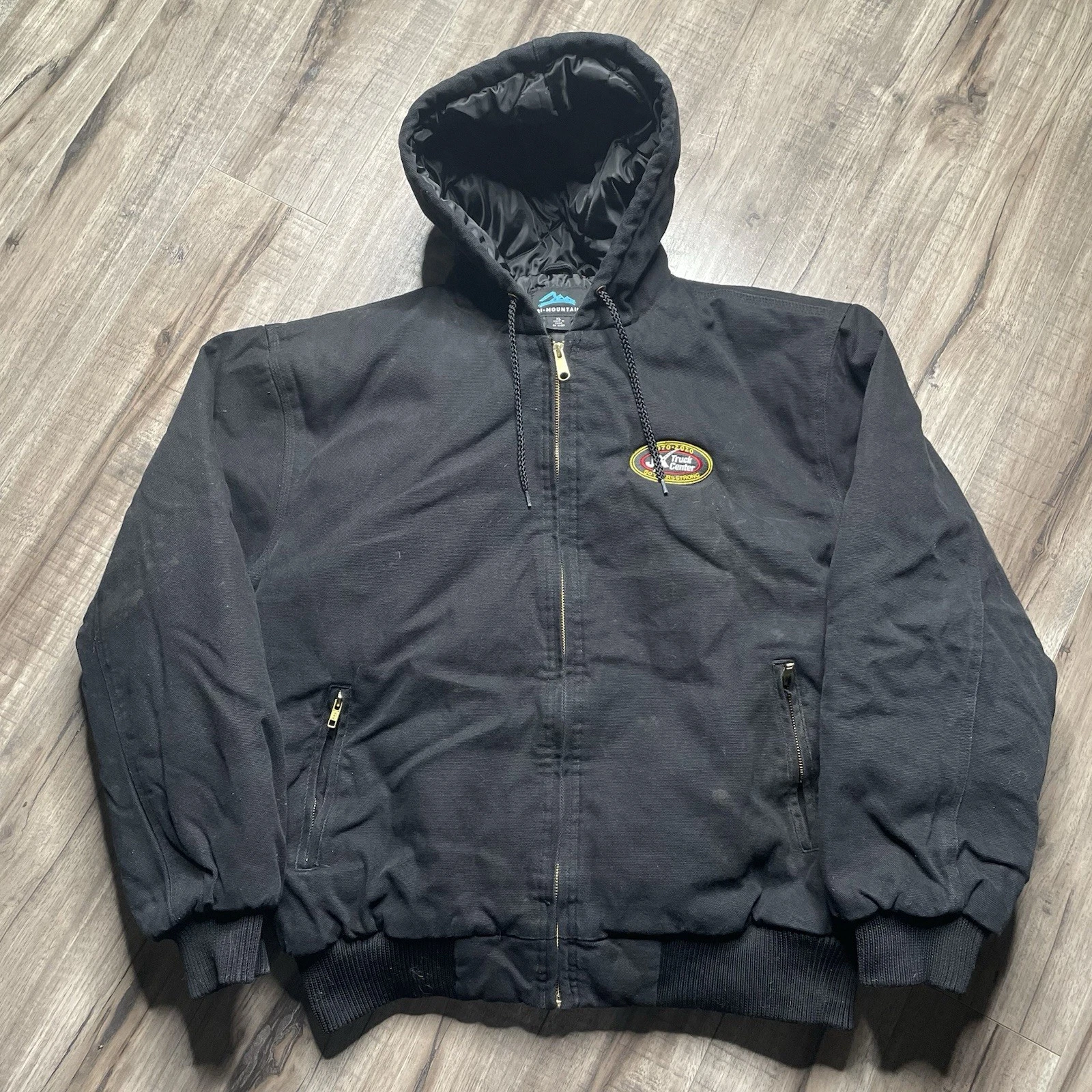 Tri-Mountain Workwear Quilt Lined Hooded Canvas Full Zip Black Jacket Men’s XL