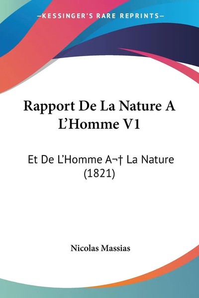 Nicolas Massias | Rapport De La Nature A L'homme V1 | Taschenbuch | FranzöSisch-image
