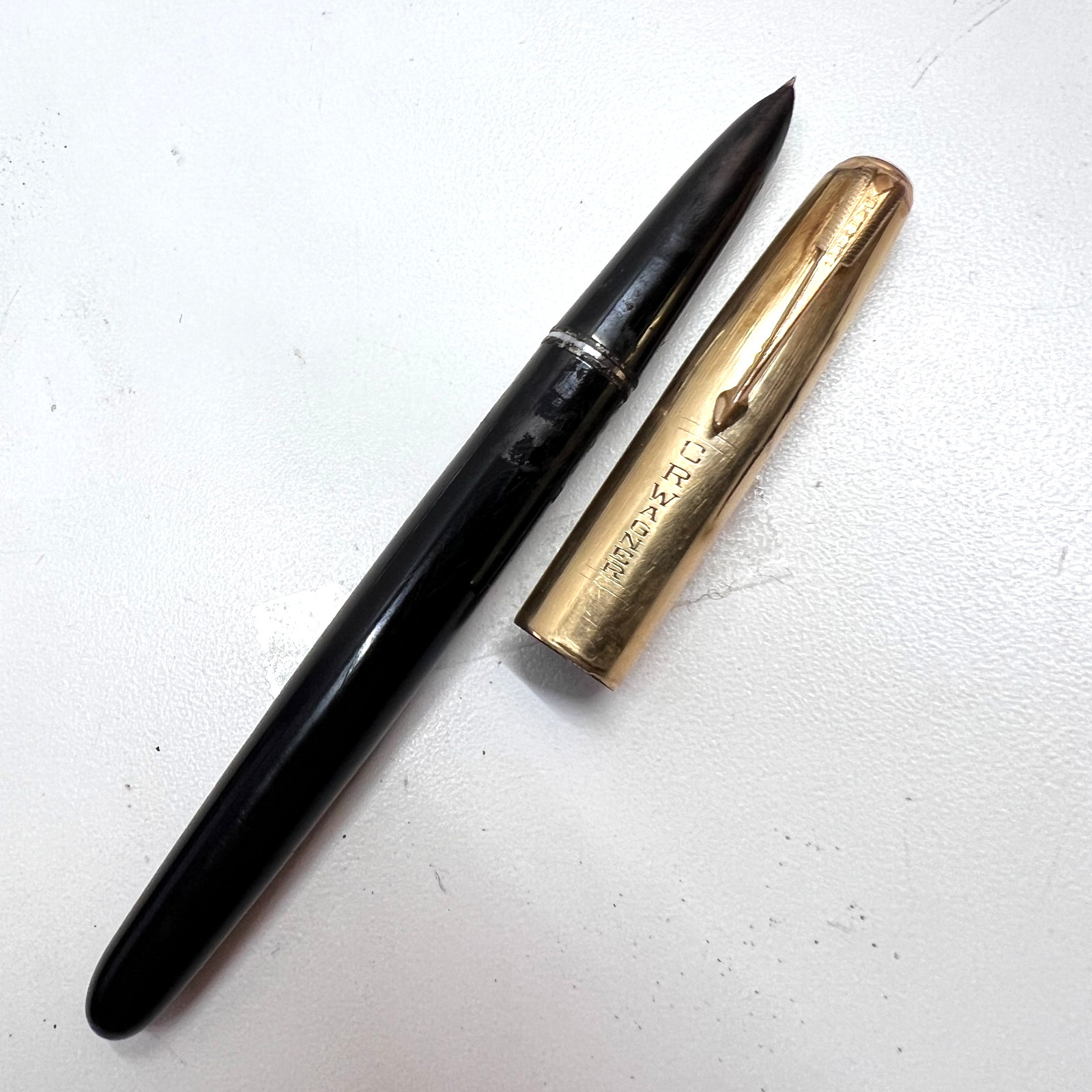 PARKER 51 Black Fountain Pen EF Nib 1/10 15K Gold Filled Cap