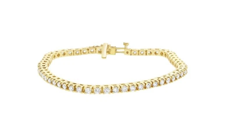 Brazalete de tenis/eslabones redondos de diamantes naturales de 3,75 quilates de oro amarillo sólido de 14 k de 7,5"" Foto 2 de 4