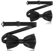 vivinin 2PCS Bow Ties for Men, Adjustable Black Tie, Classic