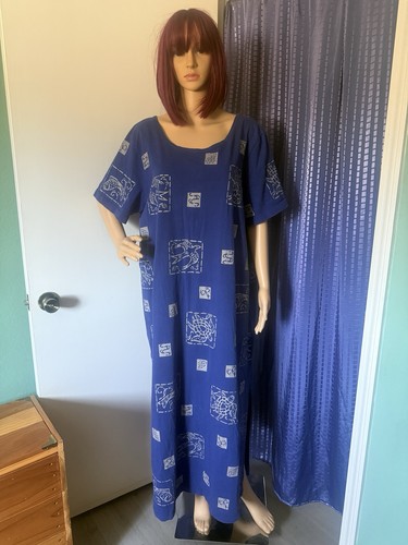 Abito lungo blu M. MAC taglia 2X 100% cotone spacchi laterali vintage