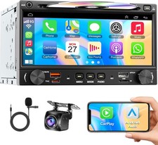 Wireless Double Din Car Stereo Radio with CD/DVD Player, Carplay Android Auto